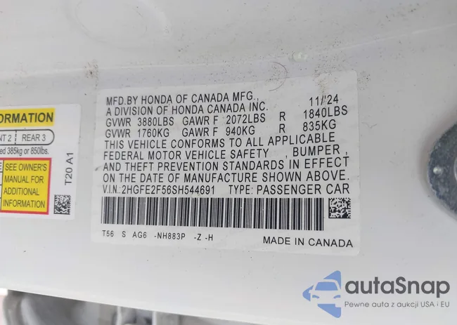 2HGFE2F56SH544691: 42619259