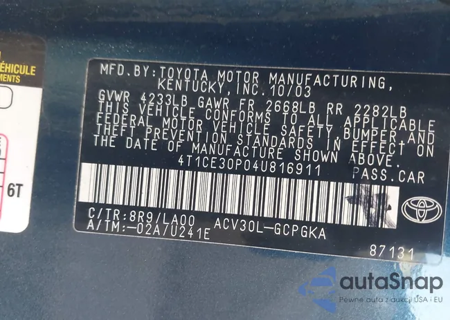 4T1CE30P04U816911: 42620383