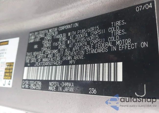 JTLKT334X50194287: 42620427