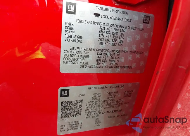 1GCUYDED4MZ139580: 42620662