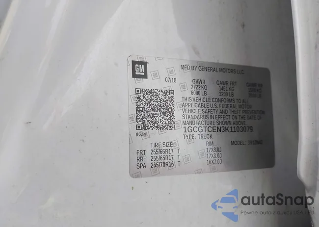 1GCGTCEN3K1103079: 42620790