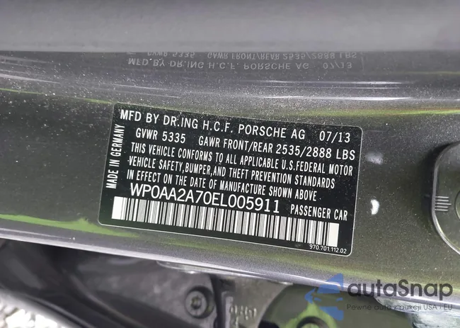 WP0AA2A70EL005911: 42620213