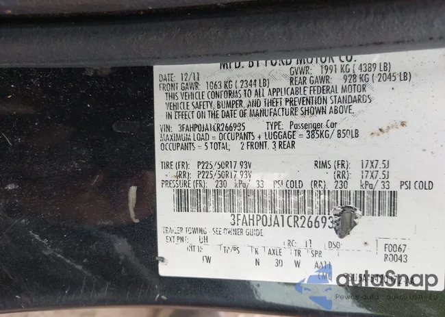 3FAHP0JA1CR266935: 42620275