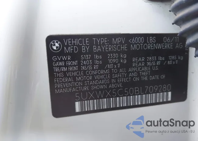 5UXWX5C50BL709280: 42621414