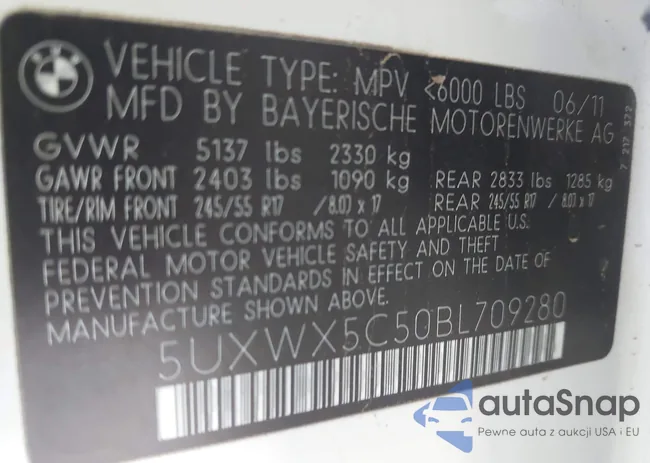 5UXWX5C50BL709280: 42621414