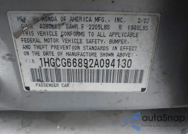 1HGCG66892A094130: 42621547