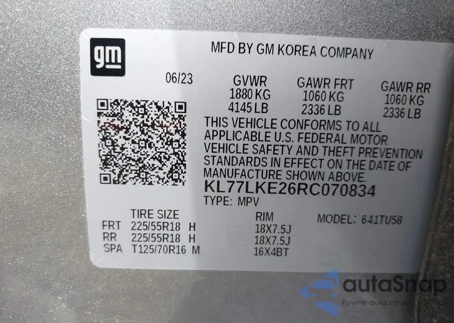 KL77LKE26RC070834: 42621553