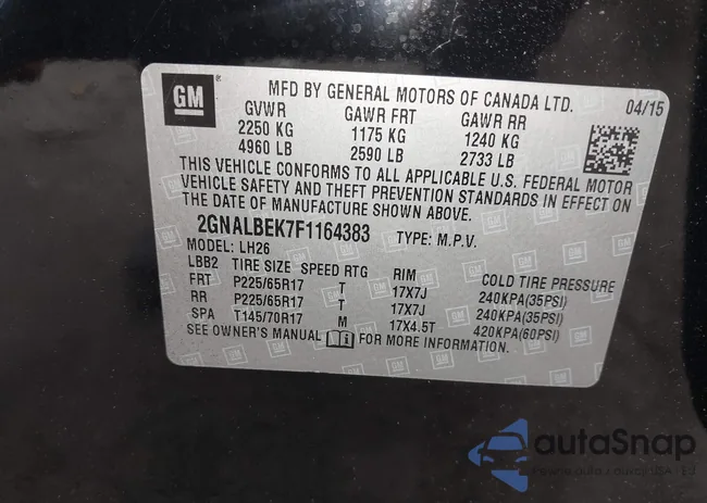 2GNALBEK7F1164383: 42621703