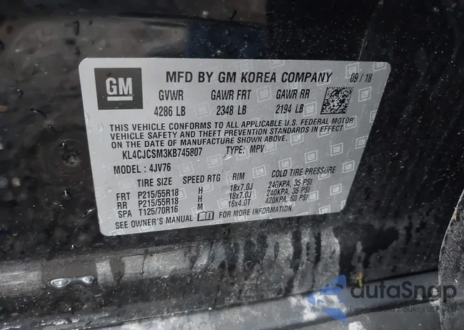 KL4CJCSM3KB745807: 42621763