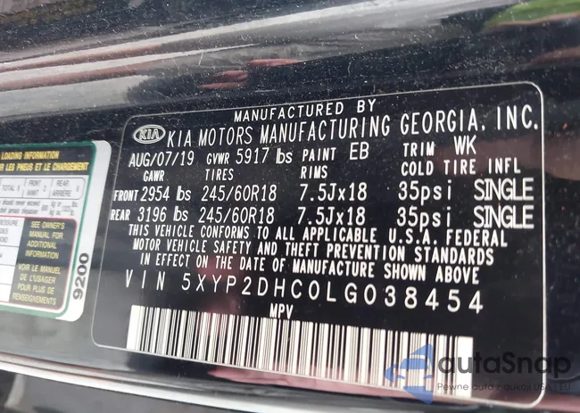 5XYP2DHC0LG038454: 42621891