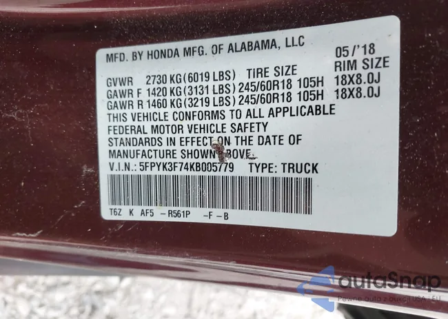 5FPYK3F74KB005779: 42621903