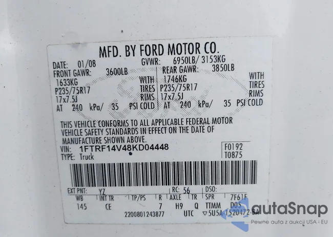 1FTRF14V48KD04448: 42621305