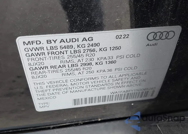 WA1FABFY1N2065283: 42622461