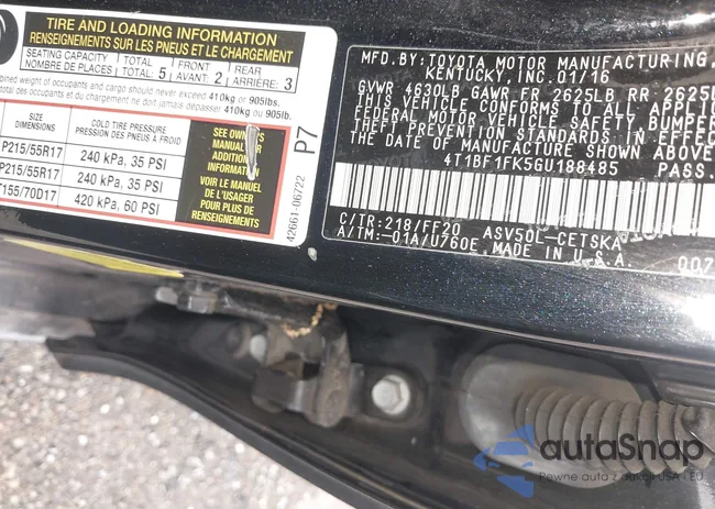 4T1BF1FK5GU188485: 42622553