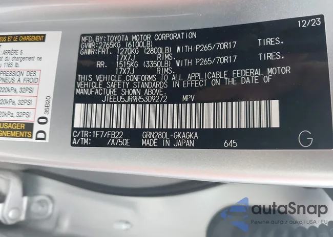 JTEEU5JR9R5309272: 42622627