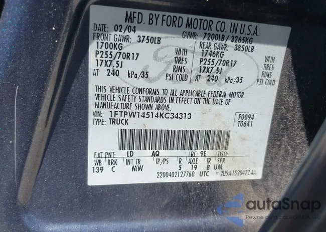 1FTPW14514KC34313: 42622717