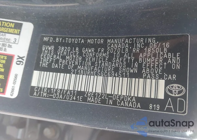 2T1BURHE5GC694511: 42622737