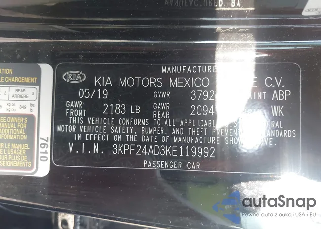 3KPF24AD3KE119992: 42622747