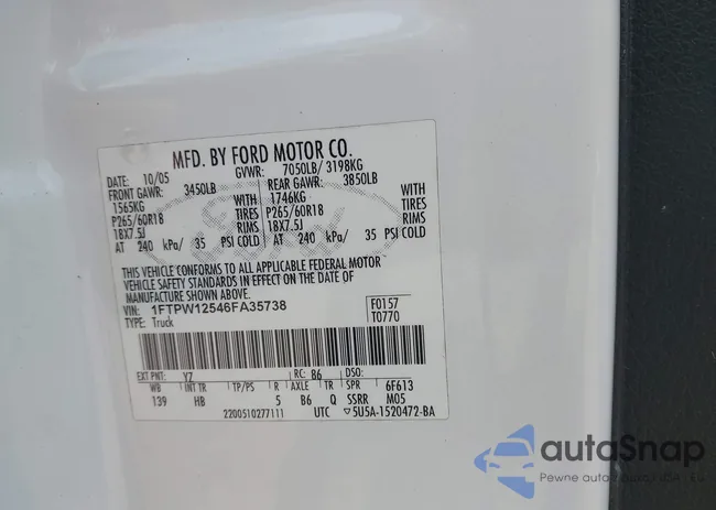 1FTPW12546FA35738: 42622913