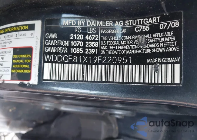 WDDGF81X19F220951: 42622929