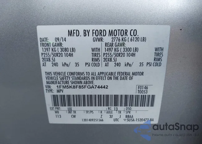 1FM5K8F85FGA74442: 42622945