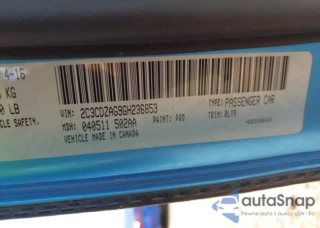 2C3CDZAG9GH236853: 42621983