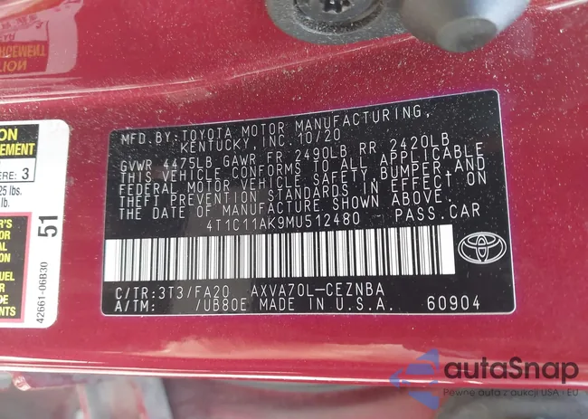 4T1C11AK9MU512480: 42622056