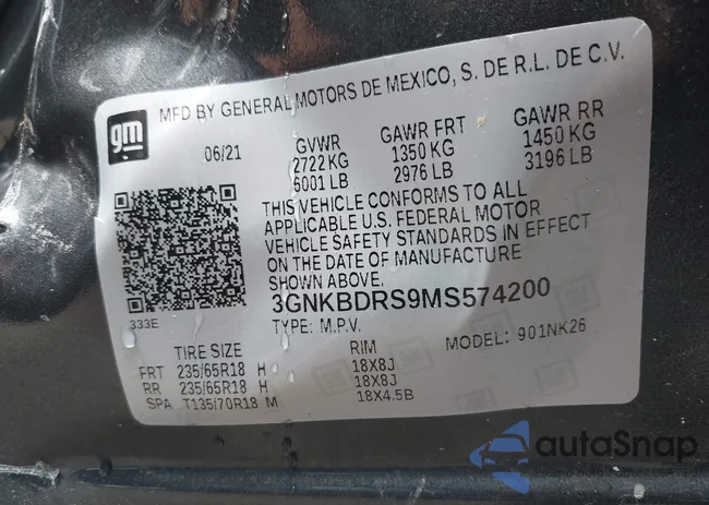 3GNKBDRS9MS574200: 42622120