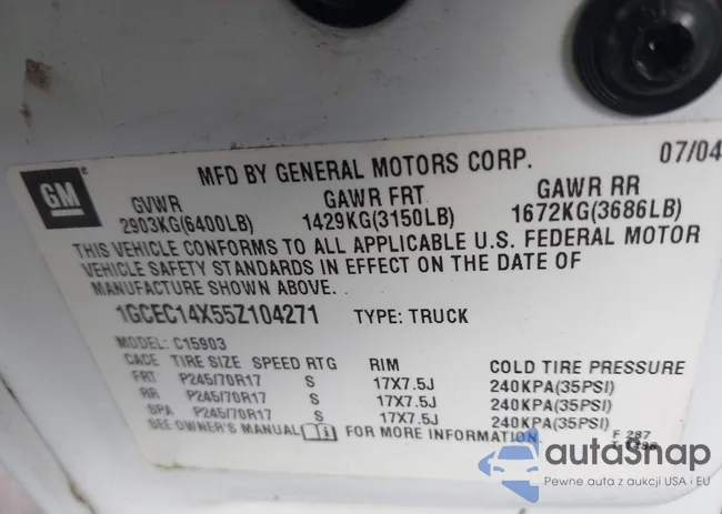 1GCEC14X55Z104271: 42622202