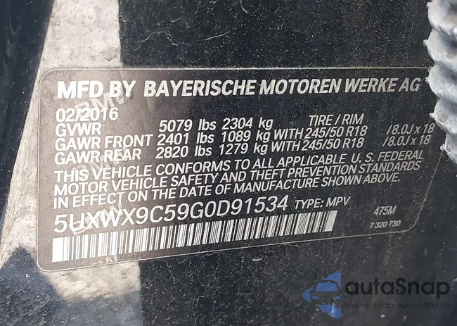 5UXWX9C59G0D91534: 42622256