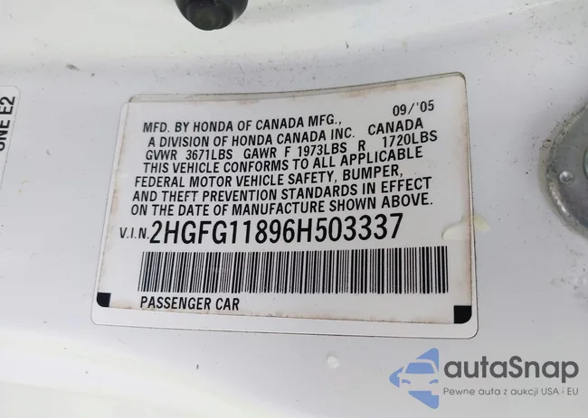 2HGFG11896H503337: 42622353