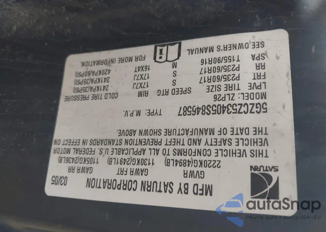 5GZCZ53405S846587: 42623455