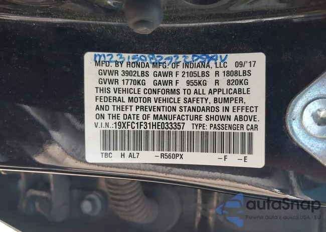 19XFC1F31HE033357: 42623481