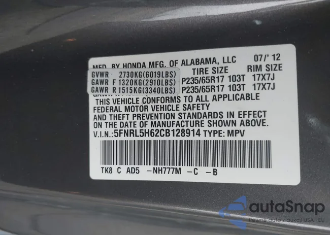 5FNRL5H62CB128914: 42623547