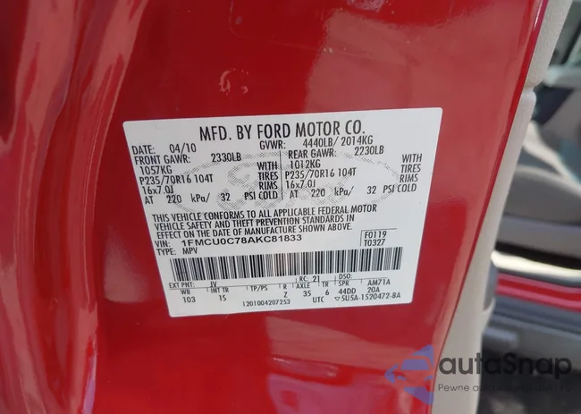 1FMCU0C78AKC81833: 42623598