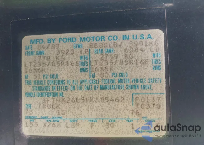 1FTHX26L5HKA85462: 42623893