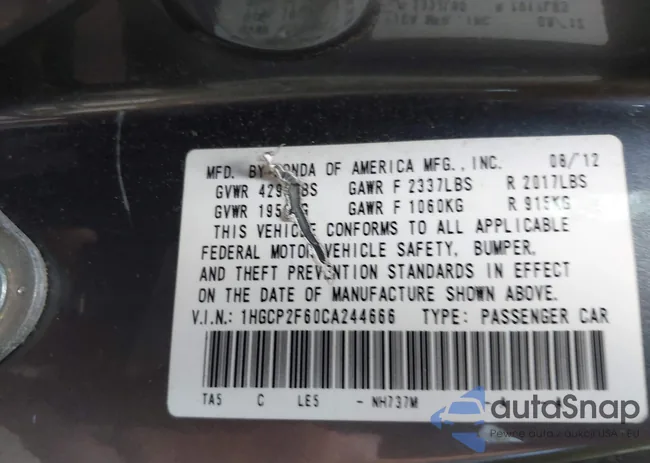 1HGCP2F60CA244666: 42623904