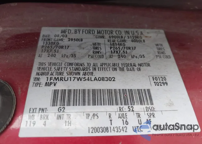 1FMRU17W54LA08302: 42623074