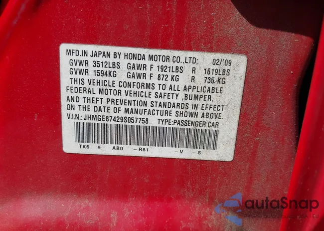 JHMGE87429S057758: 42623100