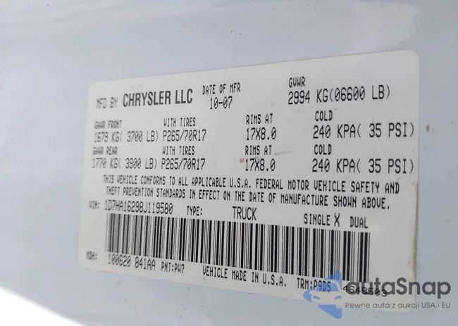 1D7HA16298J119580: 42623339