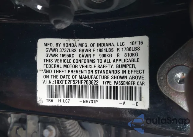 19XFC2F52HE203622: 42624430