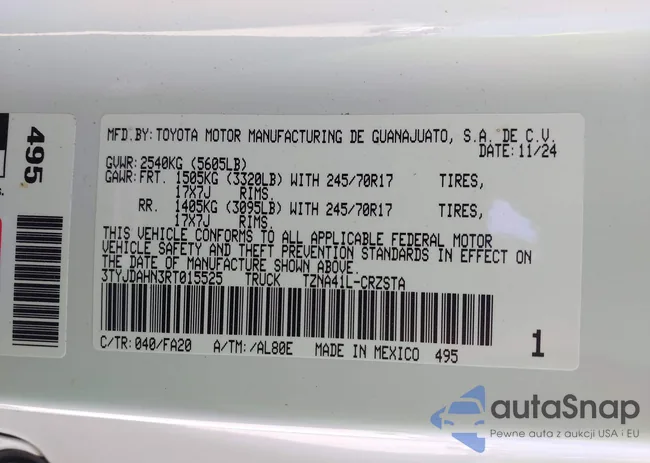 3TYJDAHN3RT015525: 42624484