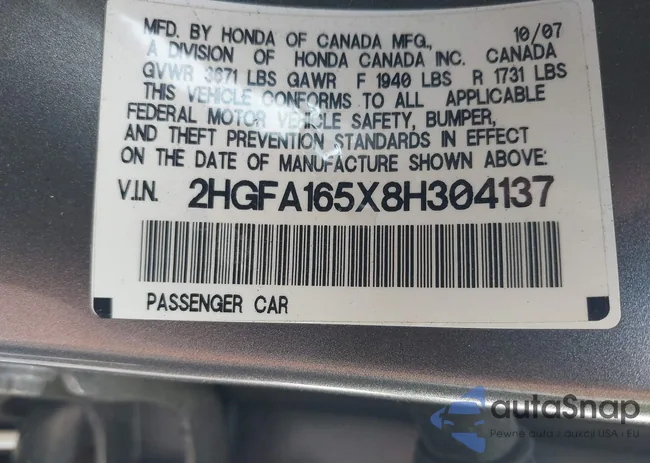 2HGFA165X8H304137: 42624568