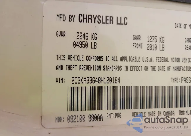 2C3KA33G48H120184: 42624646