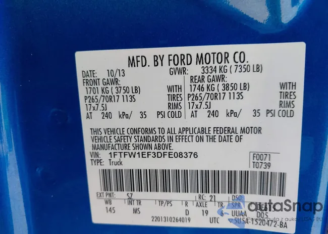 1FTFW1EF3DFE08376: 42624045