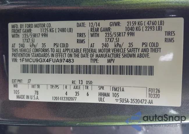 1FMCU9GX4FUA97483: 42624053