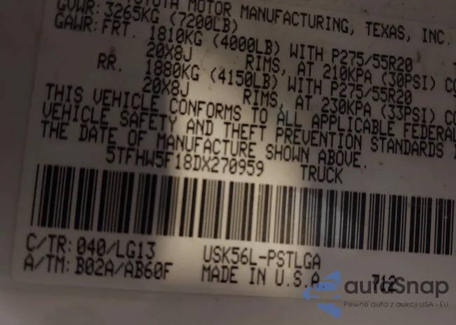 5TFHW5F18DX270959: 42625389