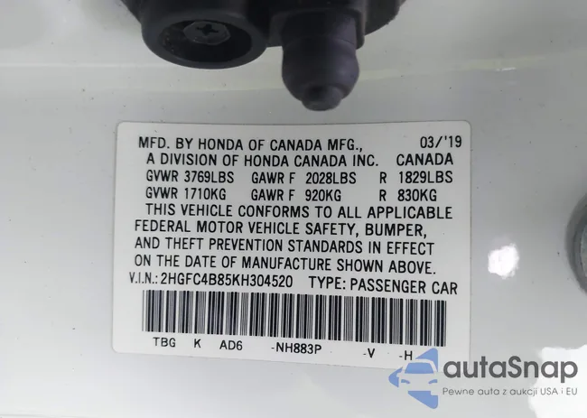 2HGFC4B85KH304520: 42625868