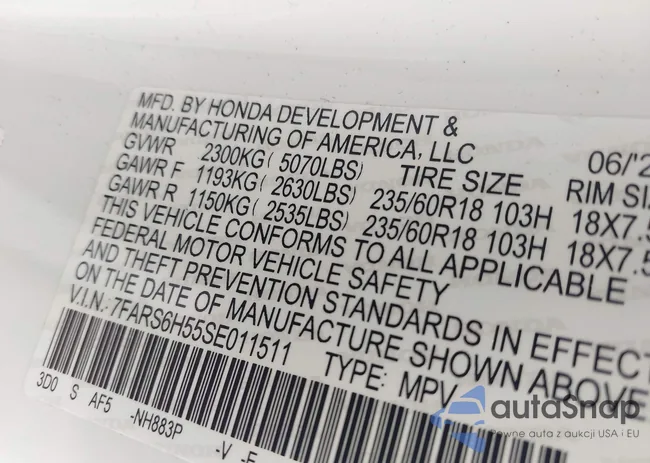 7FARS6H55SE011511: 42625068