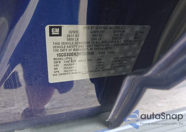 1GCGSDEN2H1302626: 42625248